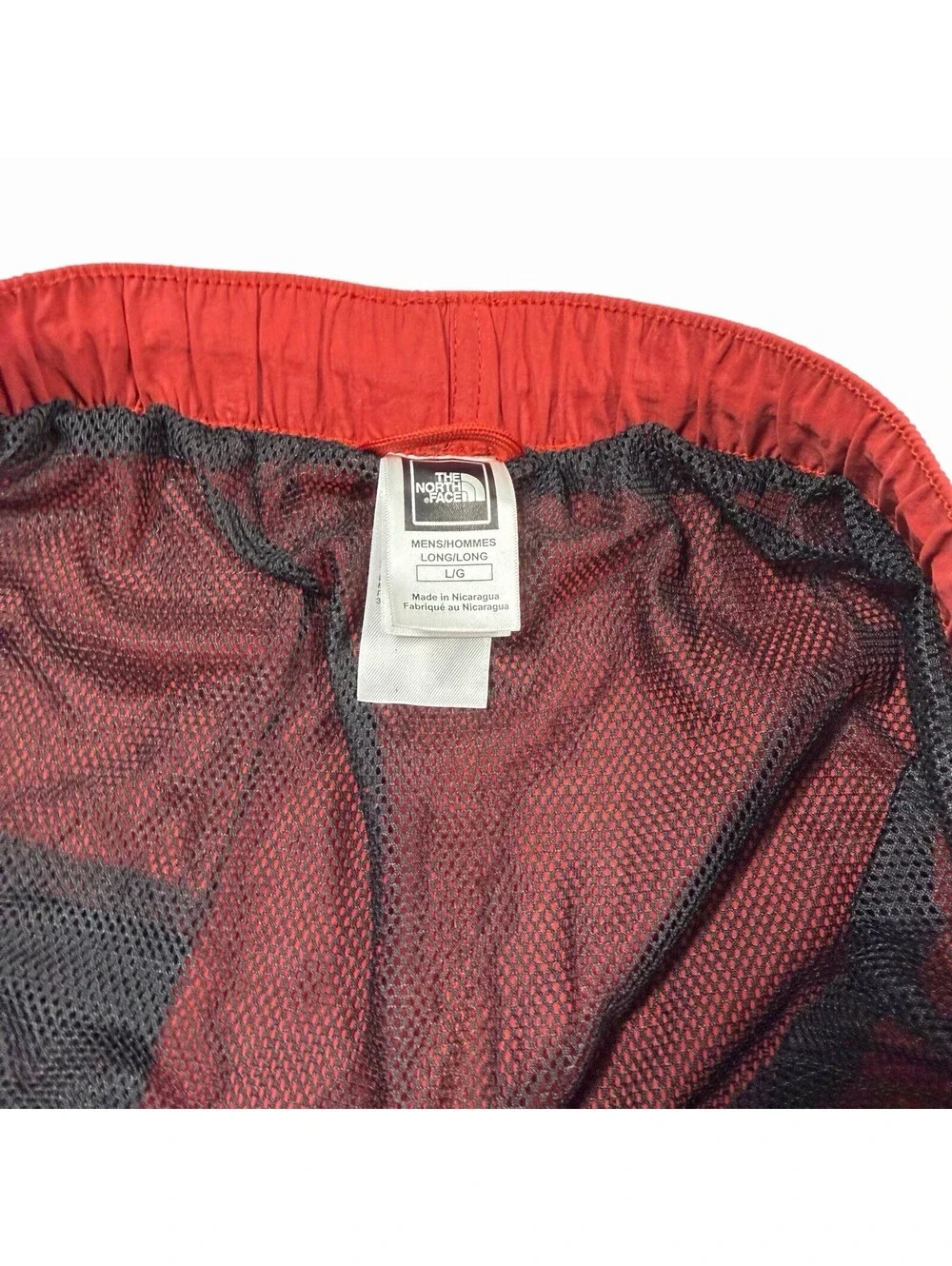 The North Face Mens Belted Nylon Hiking Shorts Red Mesh Lined Size L
